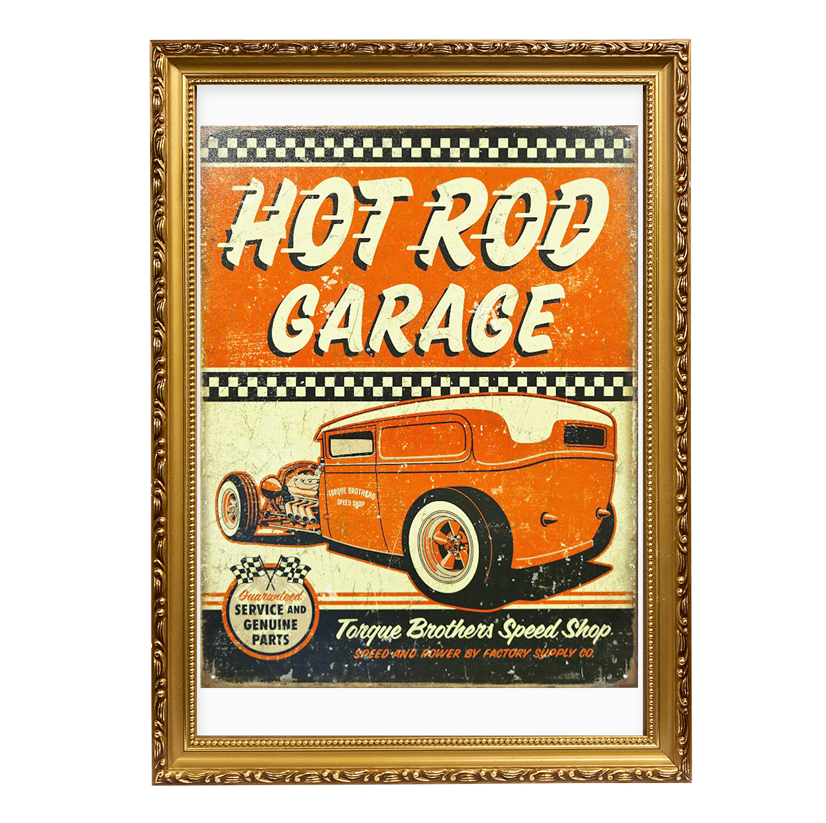  gorgeous antique Vintage manner A3 picture frame wooden frame A55 Gold art poster retro picture tin autograph hot rod Ame car 