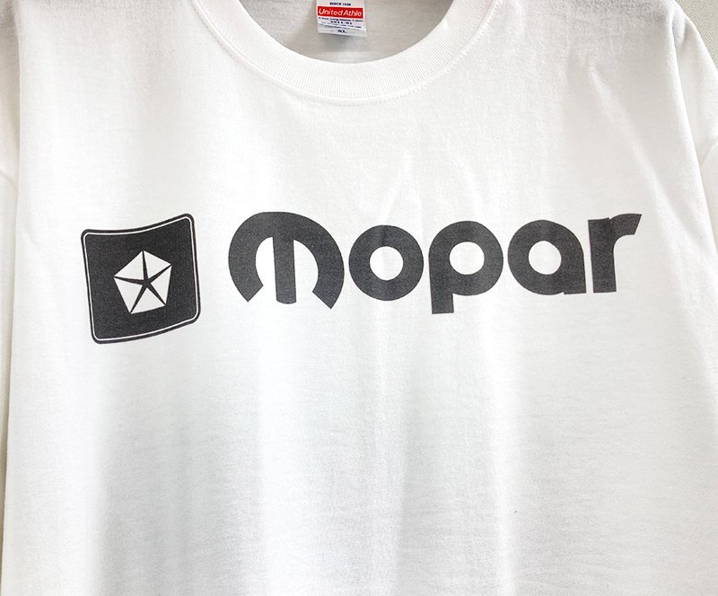 mopar モパー ロングTシャツ リブ付き 白 XL (現) ダッジ クライスラー Hemi ロゴ シンプル_画像2