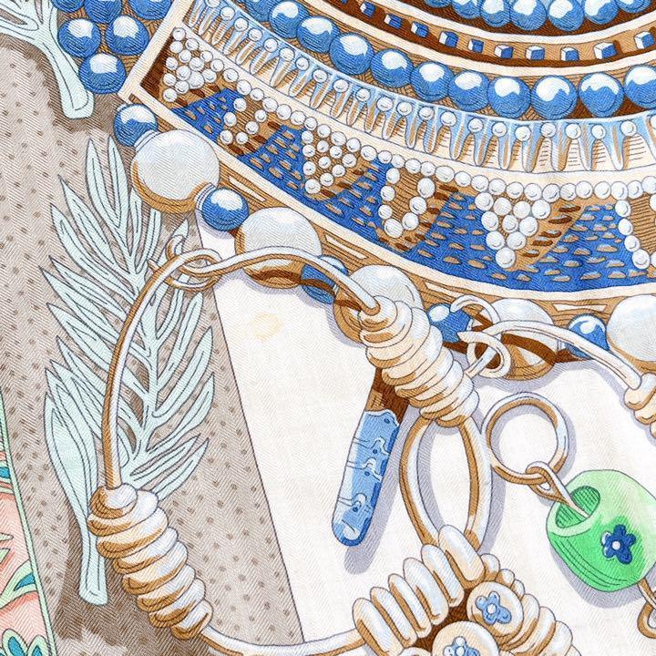 HERMES エルメス タグ有り カレジェアン140 カレ140 大判ストール スカーフ ZENOBIE REINE DE PALMYRE パルミラの女王ゼノビア カシミヤ