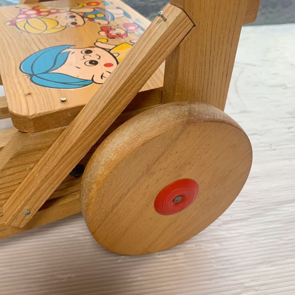  baby рука * машина из дерева ручная тележка гремящий младенец ходьба тренировка игрушка игрушка Showa Retro античный 