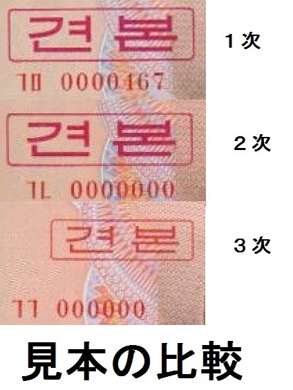 送料６３円★６桁０番号★小型見本印加刷　紙幣★第３次★１９９２年銘★５０ｗ★金日成★北朝鮮★未使用★匿名配送も可_画像4