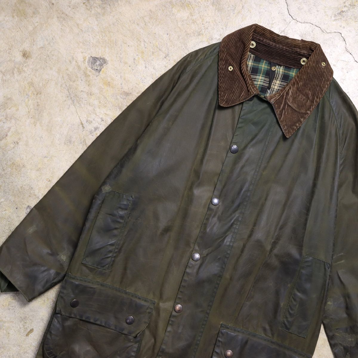 90s UK製 バブアー ビューフォート オイルジャケット カーキ / Barbour BEAUFORT 3ワラント 90s ヴィンテージ イングランド製_画像1