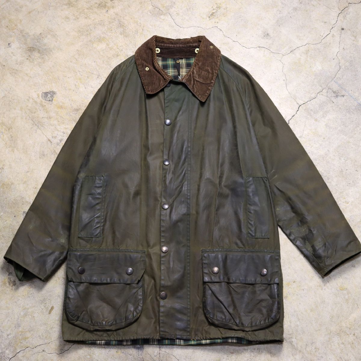 90s UK製 バブアー ビューフォート オイルジャケット カーキ / Barbour BEAUFORT 3ワラント 90s ヴィンテージ イングランド製_画像2