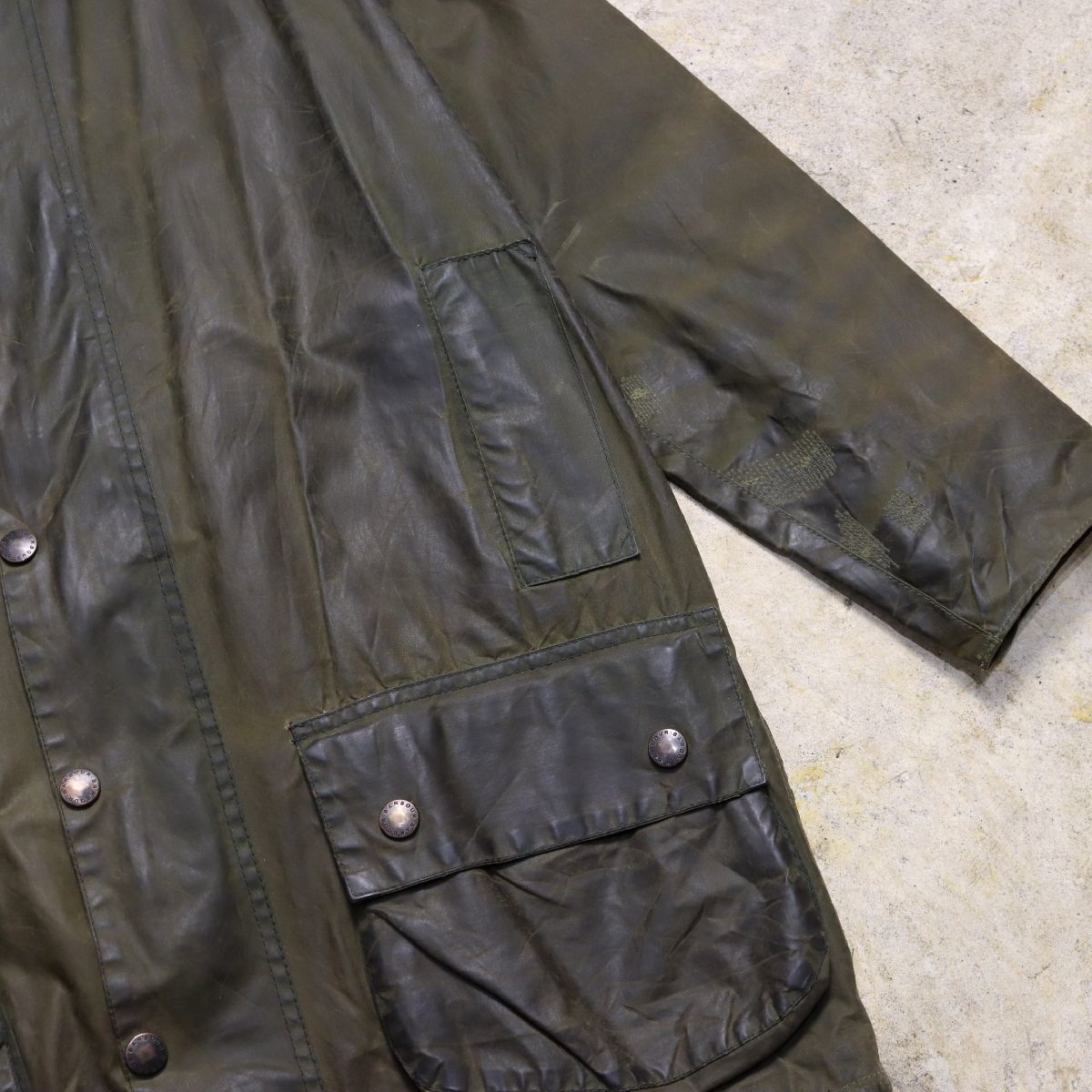 90s UK製 バブアー ビューフォート オイルジャケット カーキ / Barbour BEAUFORT 3ワラント 90s ヴィンテージ イングランド製_画像5