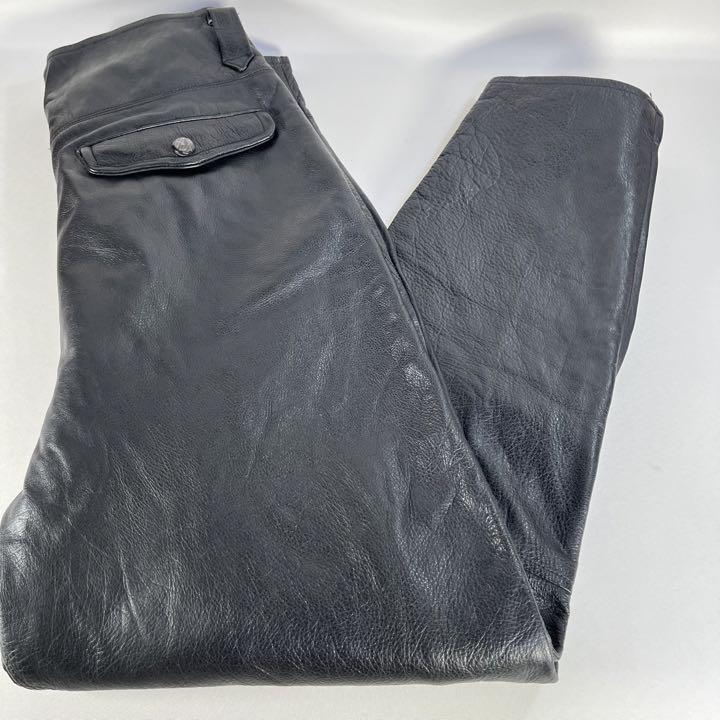 VINTAGE/ヴィンテージ レザーパンツ KKK&TAVANジッパー 牛革 黒 メンズ