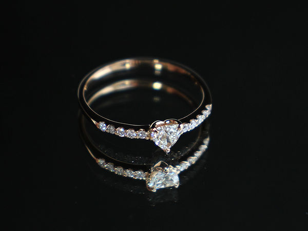 K18PG ハートカットダイヤモンドリング 13.5号 0.24ct/0.1ct 18金 ピンクゴールド 指輪 19093_画像3