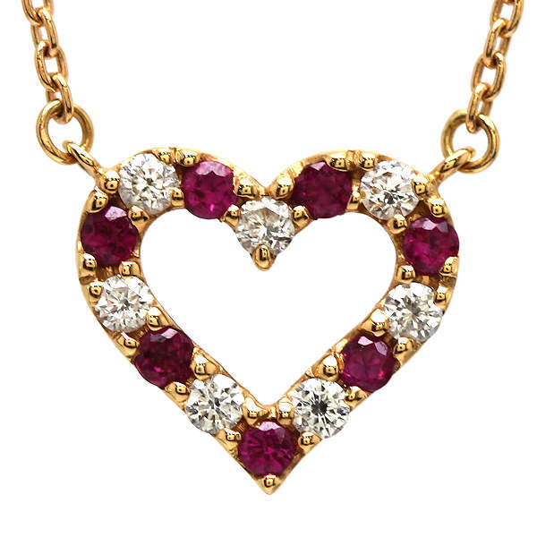 Star Jewelry スタージュエリー ハートモチーフネックレス 約45cm 0.12ct/0.10ct ダイヤモンド K18 18金 ゴールド 19047