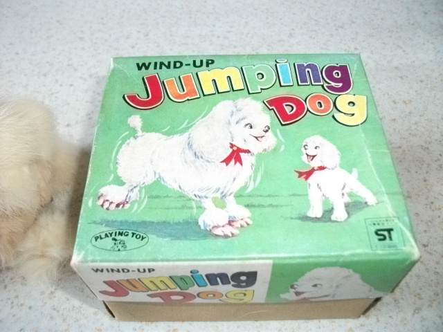 外箱付き PLAYING ＴＯＹ ゼンマイ ジャンプ ドッグ 玩具 日本製 おもちゃ 昭和レトロの画像1