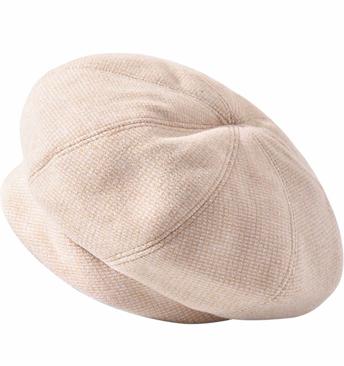 ニット帽 秋冬 ベレー帽 シンプル 無地 伸縮性 小顔効軽量 防寒 防風カーキ色