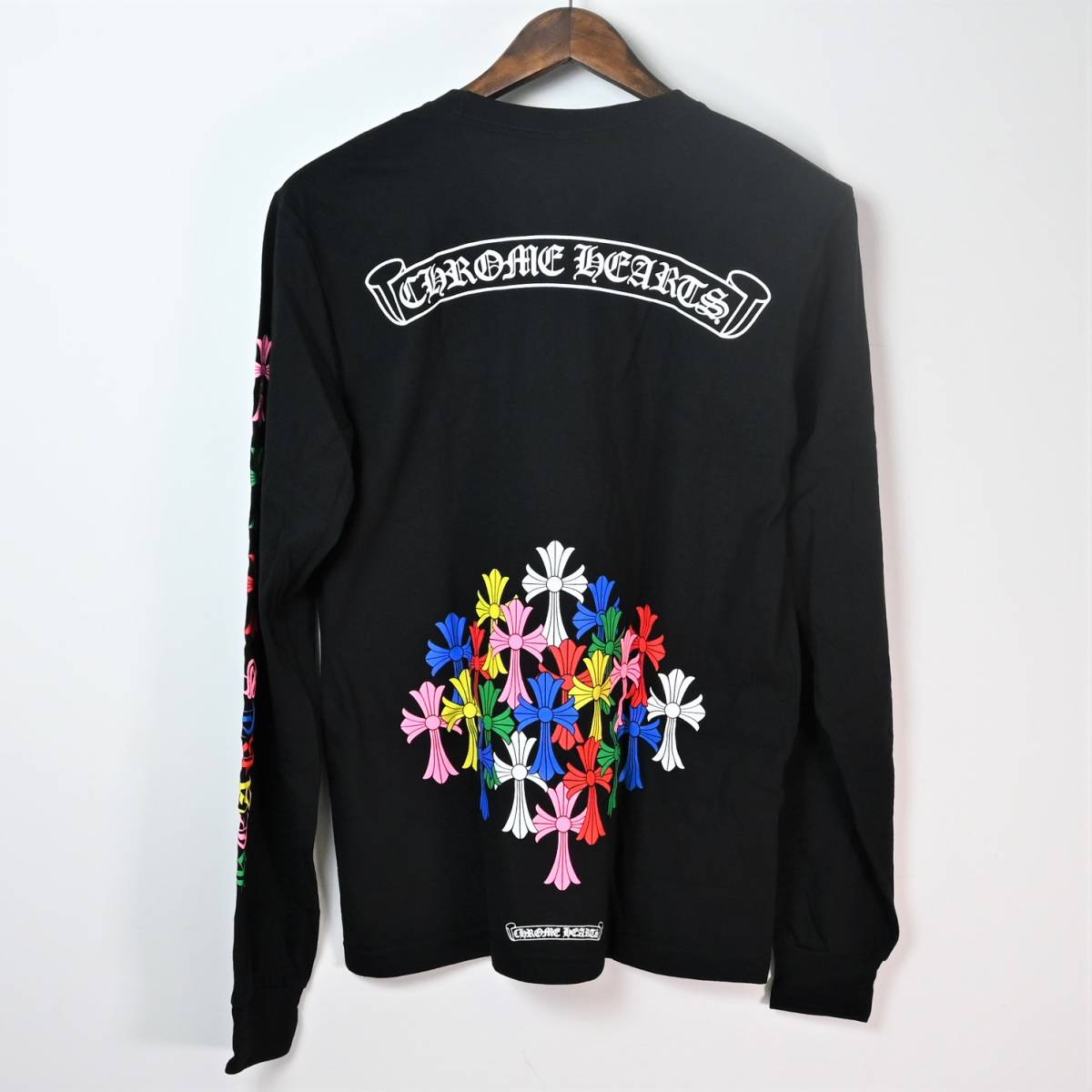 未使用 クロムハーツ　 CHROME HEARTS ロングTシャツ スクロールラベルマルチカラーセメタリークロス Mサイズ_画像2