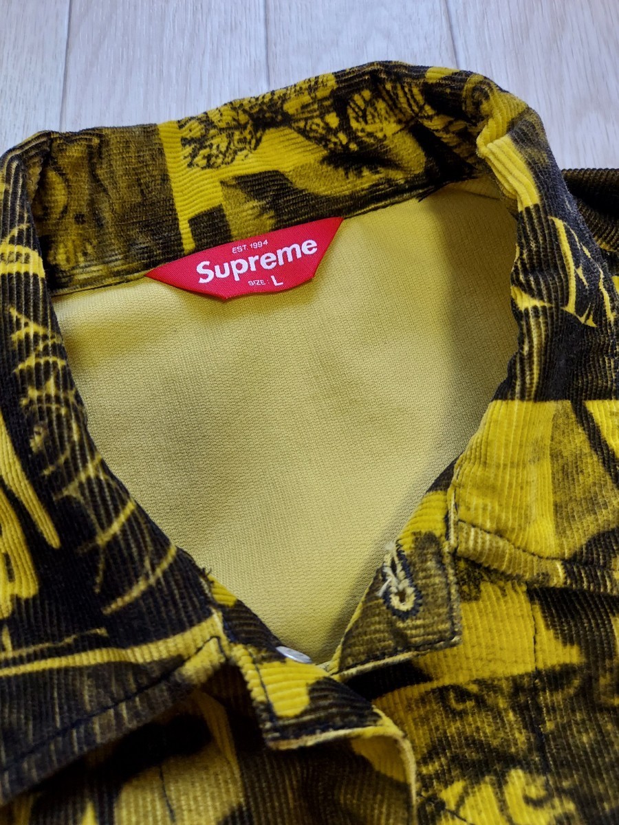 美品！Supreme　総柄コーデュロイ　ジャケット　メンズ　L(US)　イエロー