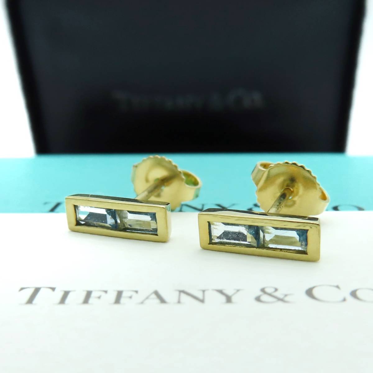 極希少 美品 Tiffany&Co. ティファニー イエローゴールド ブルー トパーズ ピアス 750 K18 パロマズスタジオコレクション TT39