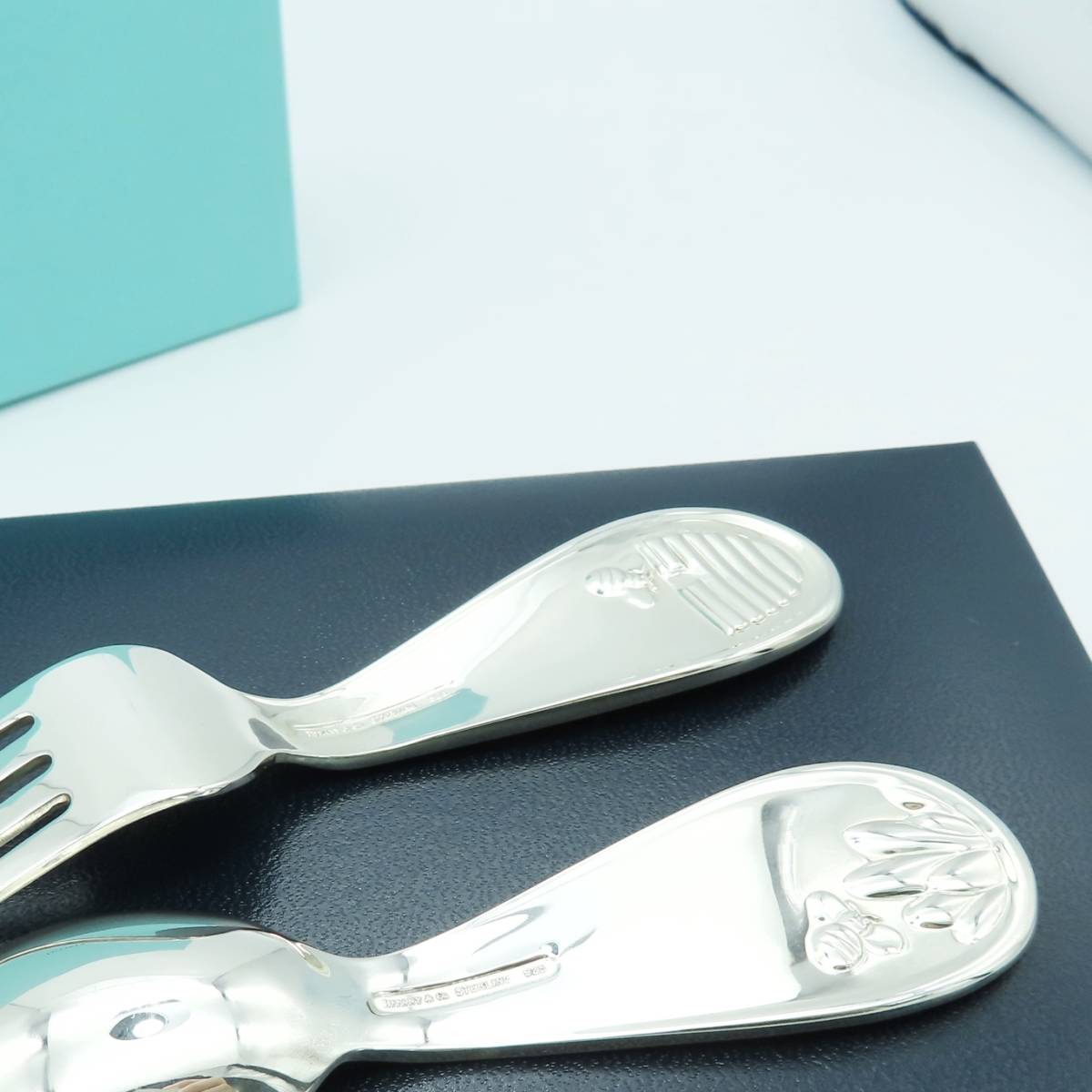 極希少 美品 Tiffany&Co. ティファニー ベビー シルバー スプーン フォーク セット カトラリー 食器 SV925 ハチ BEE TT56_画像6