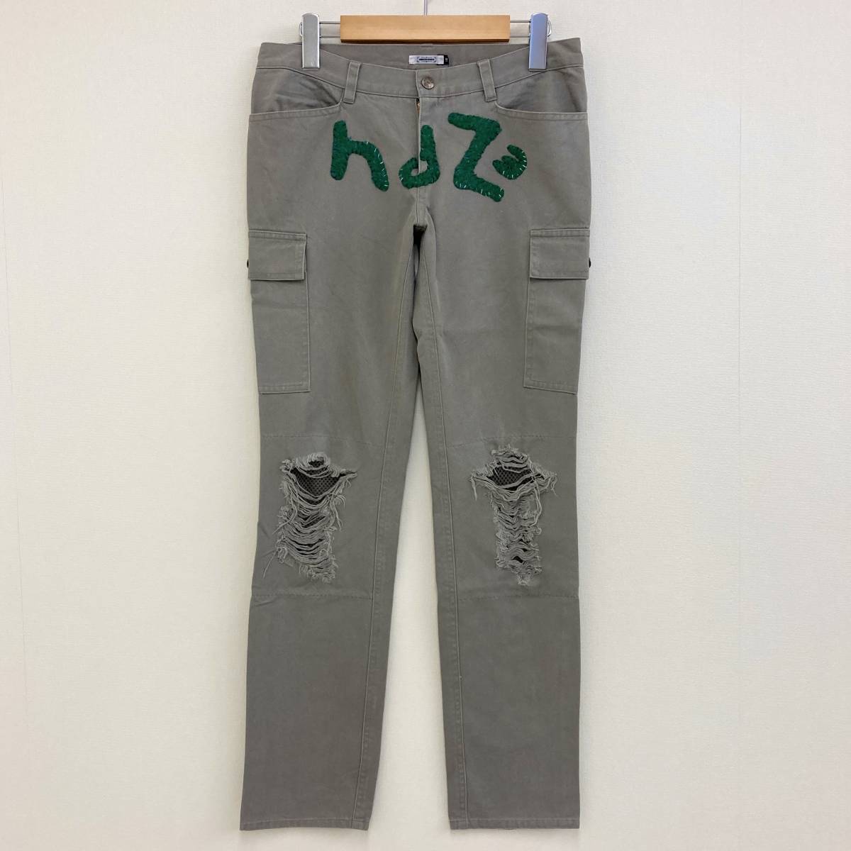 初期 激レア UNDERCOVER 02SS HAZE ダメージ加工 カーゴパンツ ハンドステッチ グレー Mサイズ アンダーカバー パッチワーク archive 797_画像1