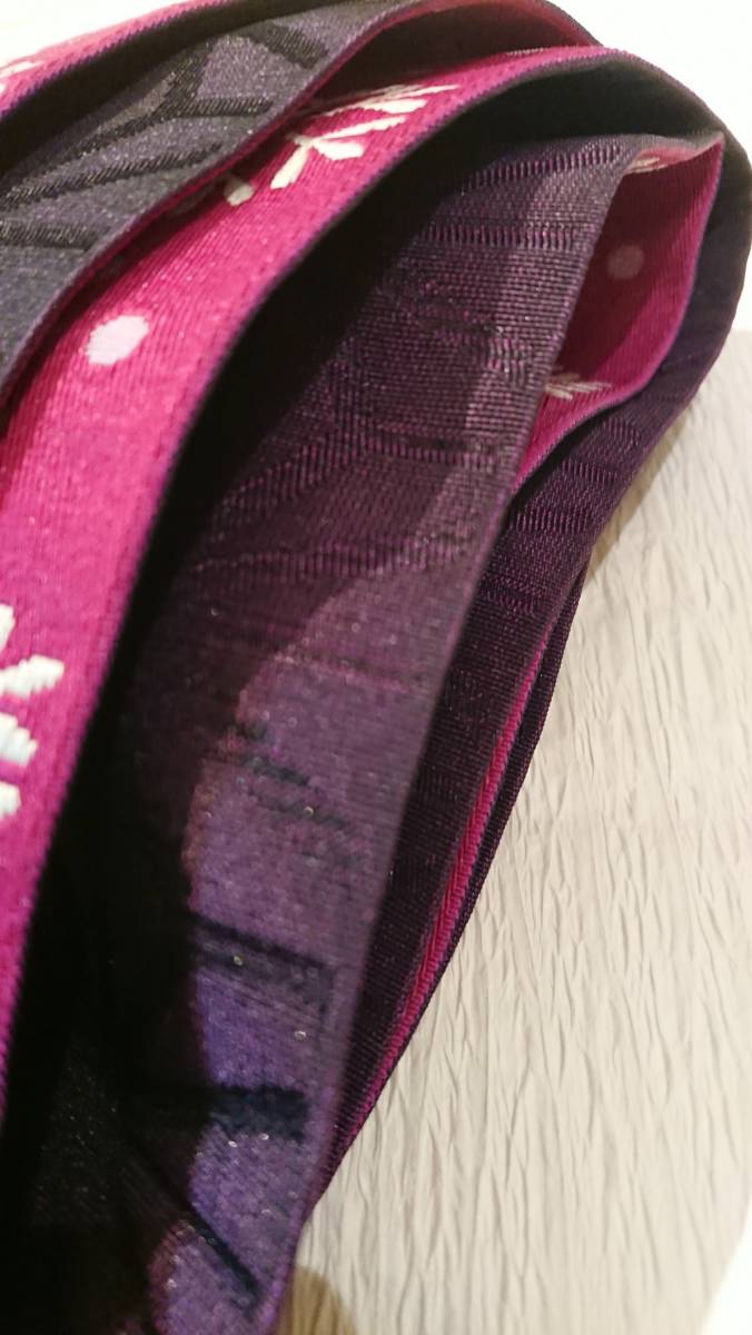 ( kimono shop . one 0) hanhaba obi polyester purple color ... color snow. crystal . flax. leaf pattern 
