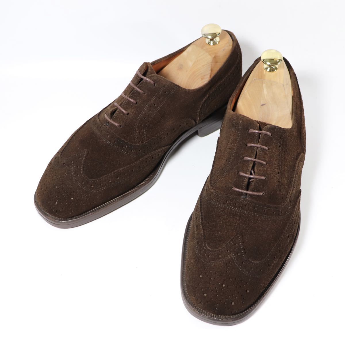 “美品/希少品” 70s~80s K SHOES（ケーシューズ）フルブローグシューズ UK8.5 スエード ダークブラウン ロイヤルワラント 英国製_画像1