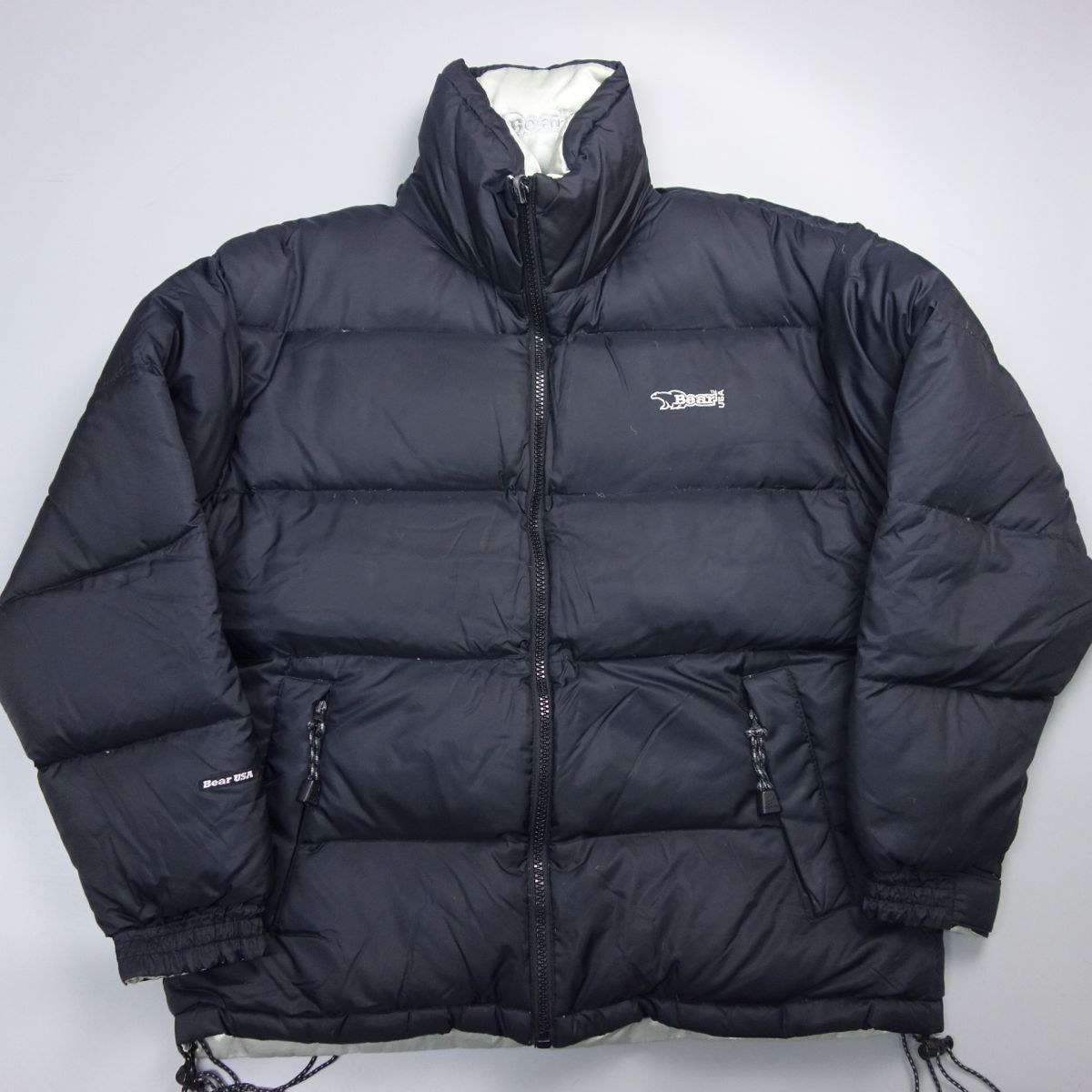 90s bear USA ベアー リバーシブル ダウンジャケット 黒×シルバー