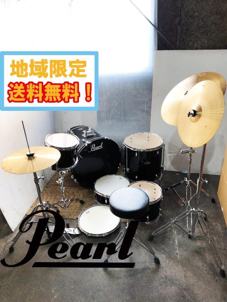 地域限定送料無料★超美品 中古★Pearl パールドラムセット ROADSHOW ロードショー ブラック 楽器 ドラム【Pearl ドラムセット】AZ6V_画像1