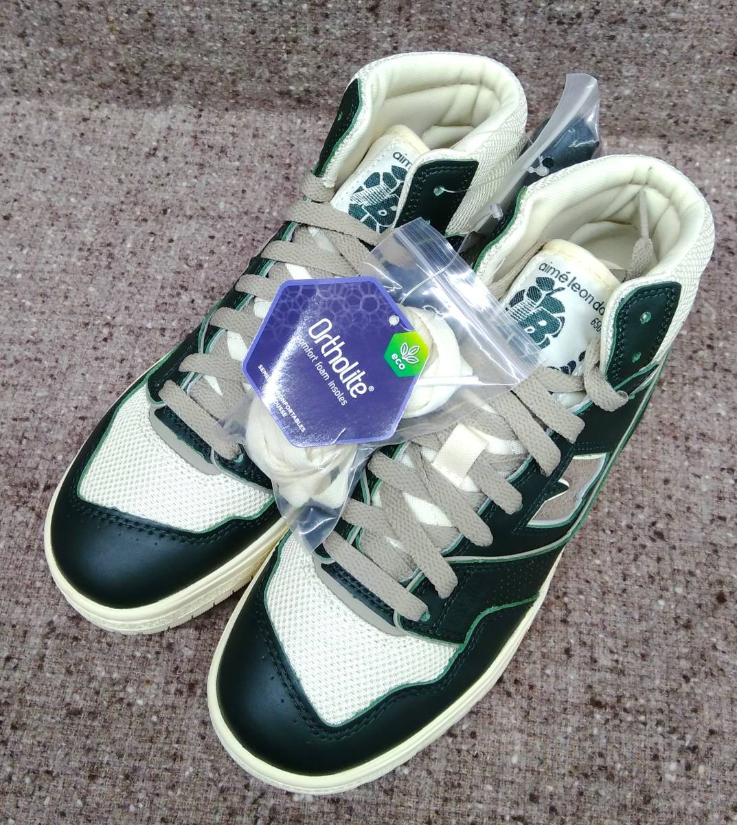 [ с ящиком * не использовался ] New Balance × Aim Leon Dore 650R GREEN GREY спортивные туфли eme Leon dore зеленый зеленый 24cm BB650RM1 магазин квитанция возможно 