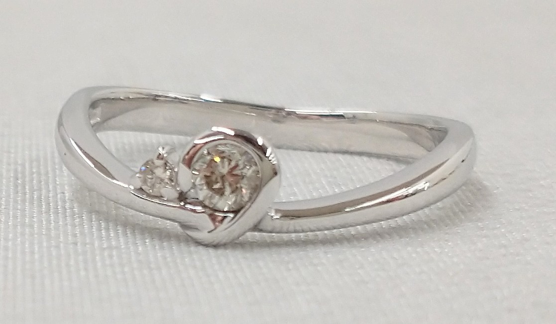 新品仕上げ済】K18WG ダイヤモンド0.12ct 2.4g 10号 リング 18金