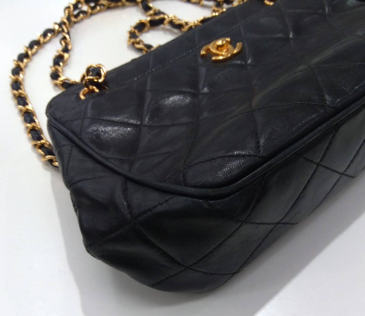 CHANEL Chanel 4237750 стеганое полотно сумка на плечо цепь ремешок чёрный черный гарантийная карточка приложен 