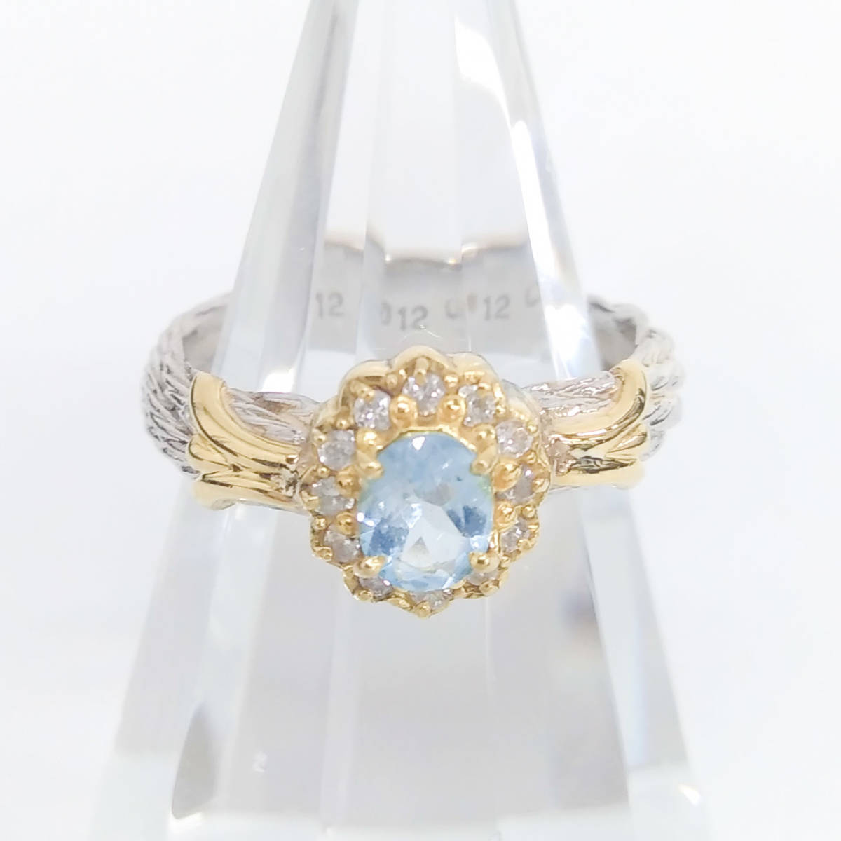 Pt900／K18 ＃10／ダイヤ0.12ct／5.4g リング-