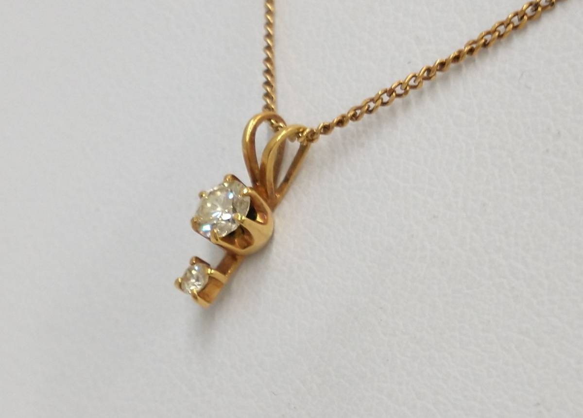 K18 ダイヤ 0.24ct 0.04ct 40㎝ 2.3g ネックレス チェーン ゴールド