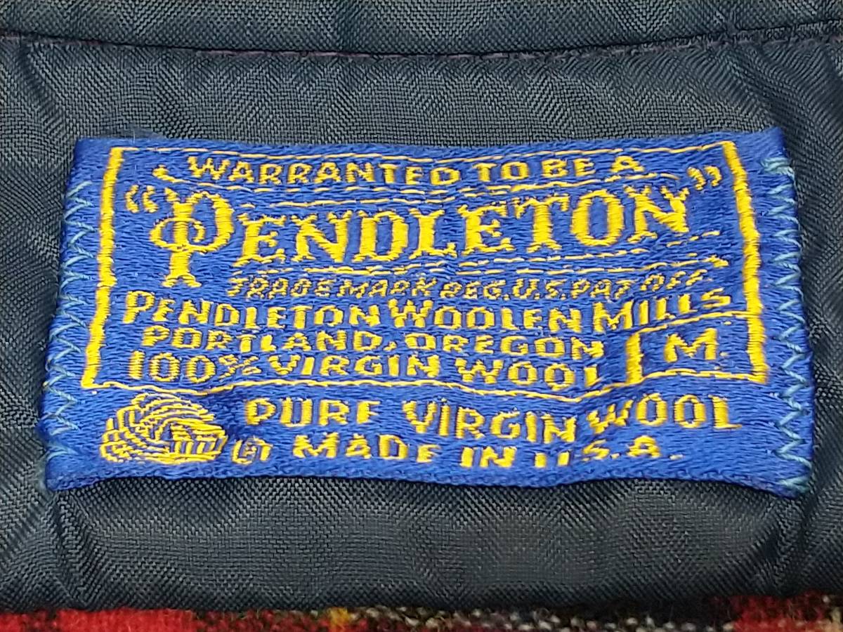 80s PENDLETON Wool Shirt USA製 サイズM レッド チェック ウール シャツ 長袖 ペンドルトン ヴィンテージ アメカジ 80年代_画像9