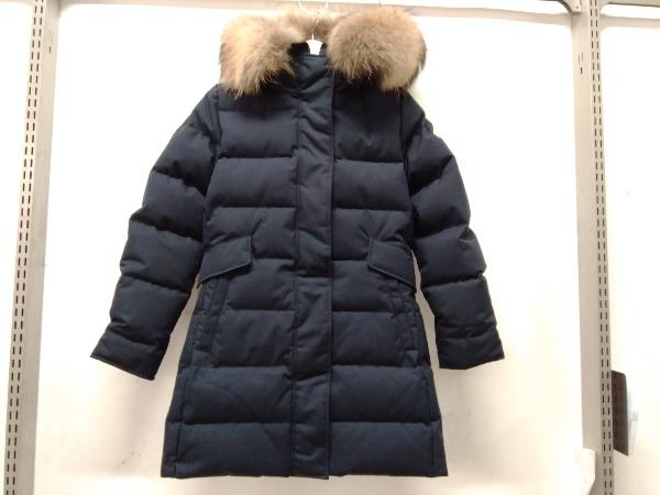 [ beautiful goods ]PYRENEX fur with a hood . down jacket down coat lady's size 38 raccoon navy reference regular price 121,000 jpy tag attaching winter clothes 