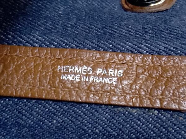 HERMES/ガーデンパーティ36 PM/トワルデニム/ □L刻印/トートバッグ_画像6