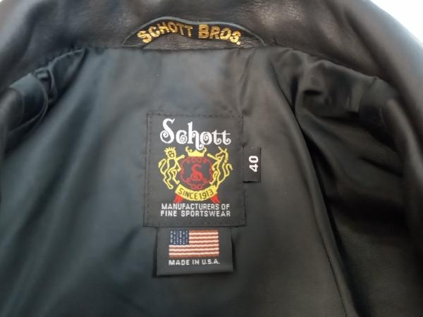 美品】SCHOTT ショット 103US Lサイズ ブラック シングルライダース