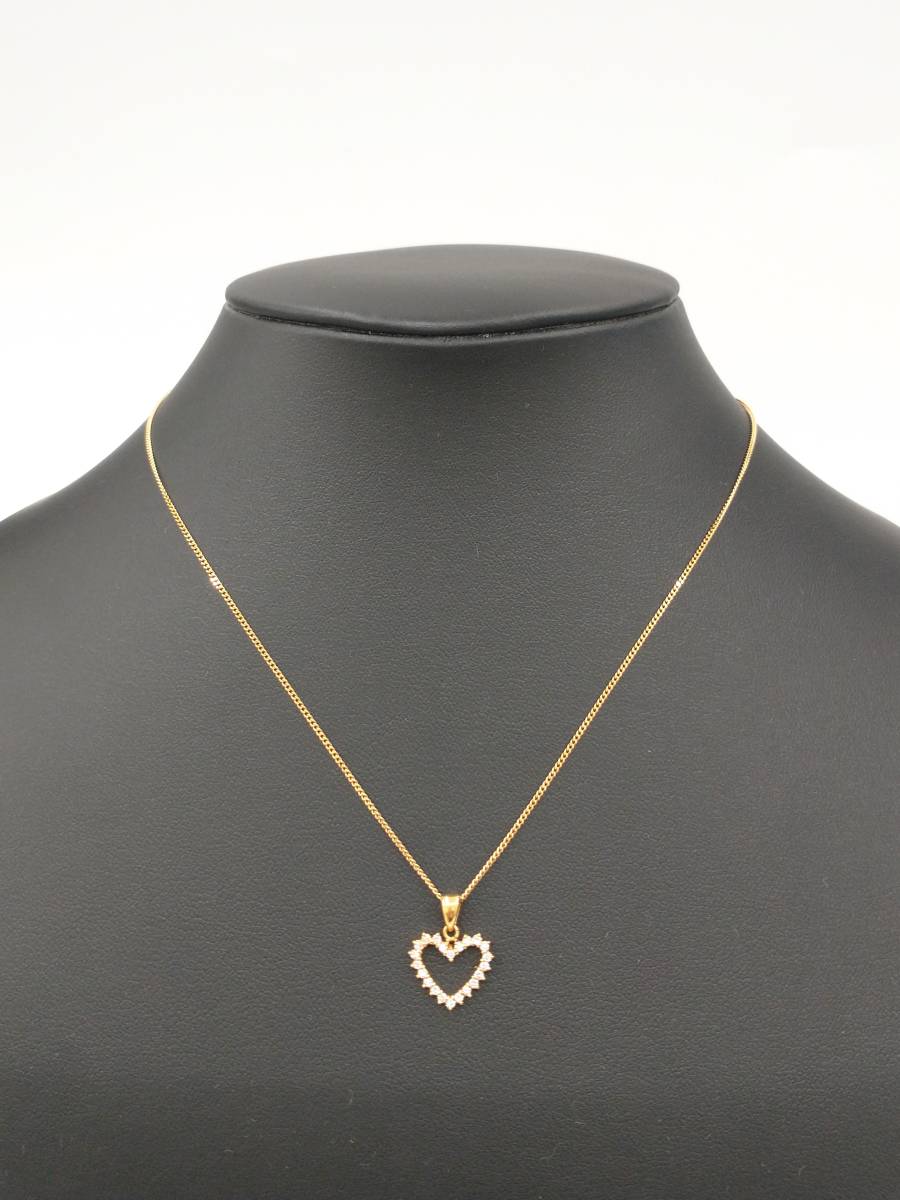 無料発送 ダイヤモンド 36.5+4cm ネックレス K18 0.18ct ハートモチーフ イエローゴールド 2.7g イエローゴールド 無料発送 ダイヤモンド 36.5+4cm ネックレス K18 0.18ct ハートモチーフ イエローゴールド 2.7g イエローゴールド