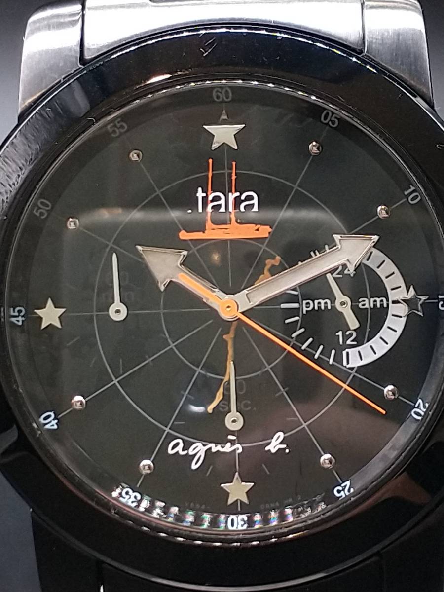 【即決】【売り切り】agnes b. アニエスベー V654-0AG0 Tara Limited Edition 腕時計 クォーツ式 ブラック文字盤 アナログ BLKの画像2