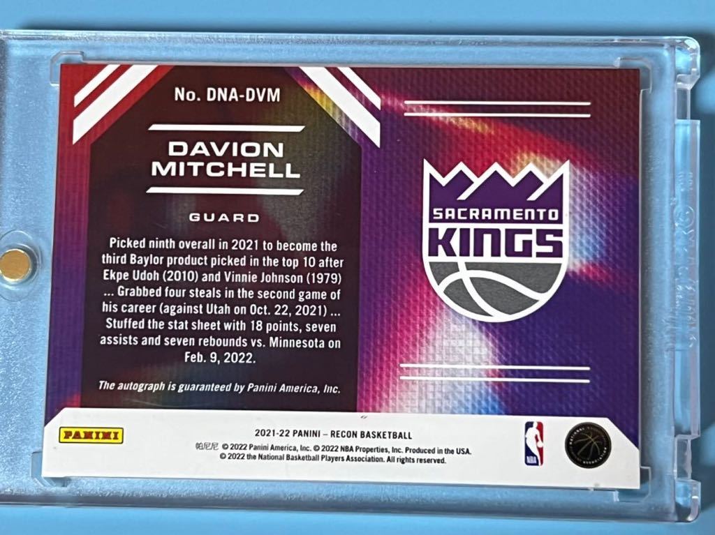 2021-22 Panini Recon Davion Mitchell RCドラフトナイトアセテートオート/10 gold Draft night acetate REAR SSP NBA card _画像3