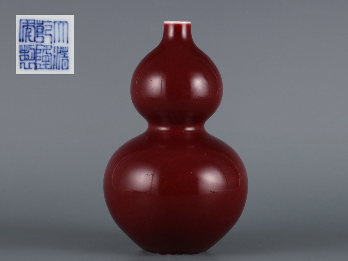 オプティミスティック 紅釉葫芦瓶 瓢箪花器 古陶磁器 - 通販 - www
