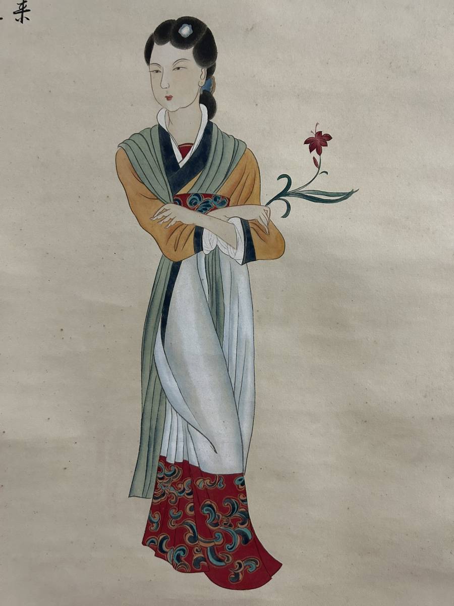新品2023 ヤフオク! 仕女図」近代画家 肉筆紙本 - 中国書画「費丹