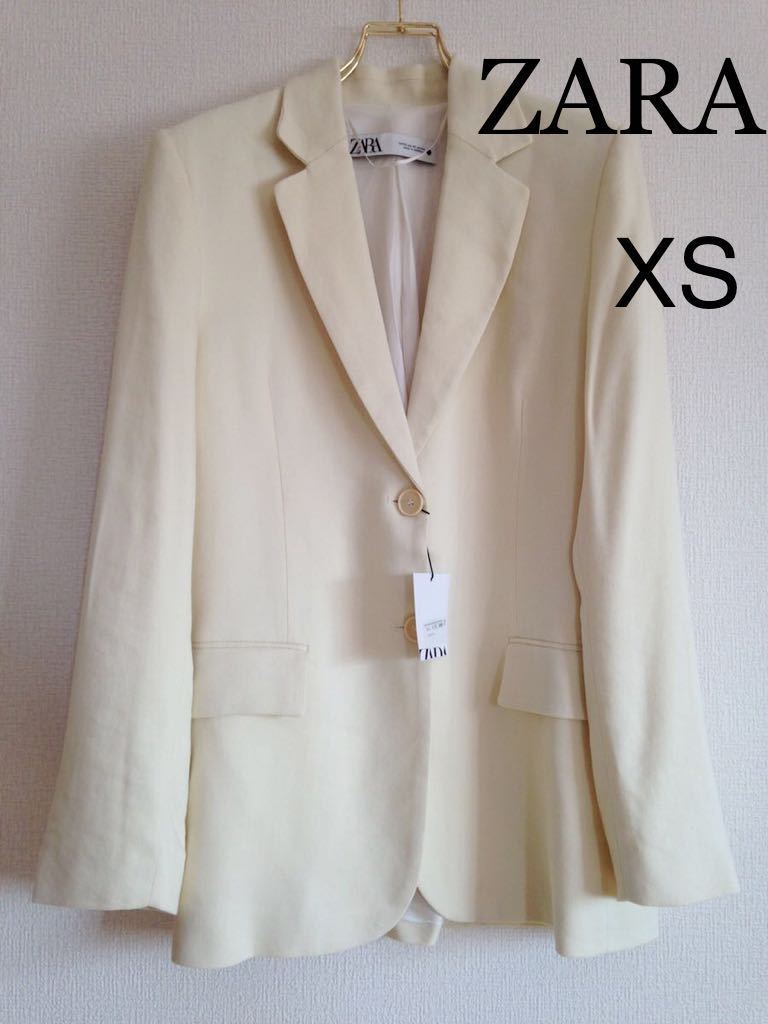 新品●タグ付き●定価15990円　ZARA リネンブレンド　ブレザー　エクリュ XS ジャケット_画像1