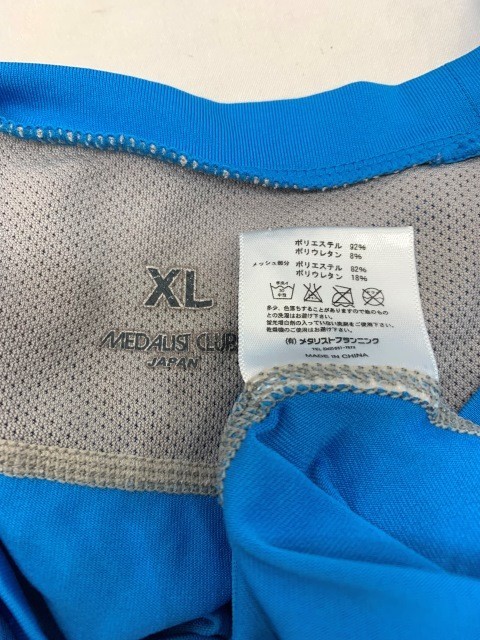 r2_2671 メンズ 2枚組 競輪 サイクリング メダリストクラブ コンプレッションシャツ メッシュ 長袖&半袖 ブルー&レッド 吸汗速乾 XLの画像4