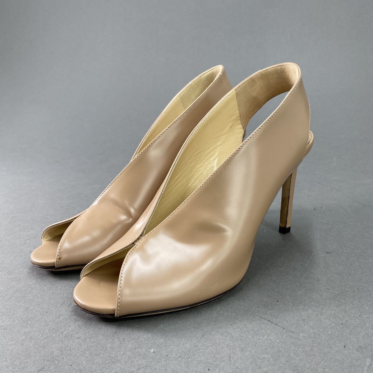 k21 伊製 JIMMY CHOO ジミーチュウ オープントゥ サンダル レザー