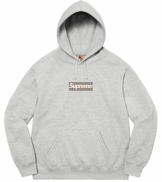 新品 Lサイズ Supreme Burberry Box Logo Hooded Sweatshirt Grey シュプリーム ボックス バーバリー ボックスロゴ パーカー グレー