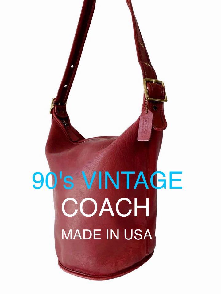 90\'s VINTAGE OLD COACH USA made bucket -to90 period tote bag Vintage Coach glove tongue shoulder bag bag Old Coach 