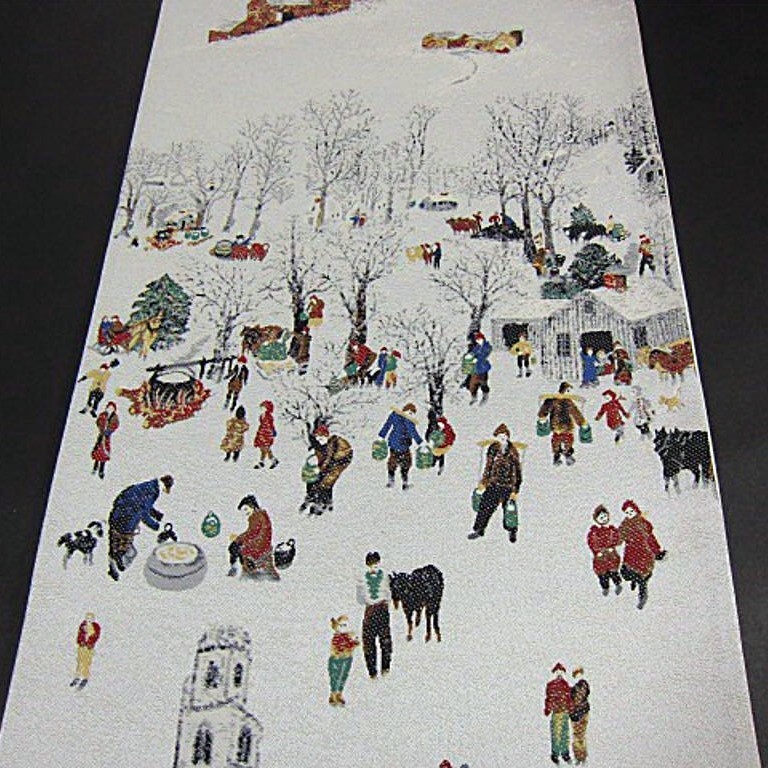 新品未仕立 西陣織六通柄袋帯 グランマ・モーゼスの作品をモチーフに