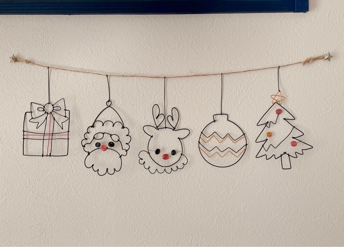 クリスマスガーランド ワイヤークラフト ワイヤーアート サンタ クリスマスガーランド ワイヤークラフト ワイヤーアート サンタ
