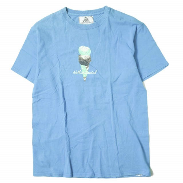 NOTHIN' SPECIAL ナッシンスペシャル 18SS ICE CREAM T-shirts アイスクリーム プリントクルーネックTシャツ M ブルー 半袖 トップス g8037_画像1