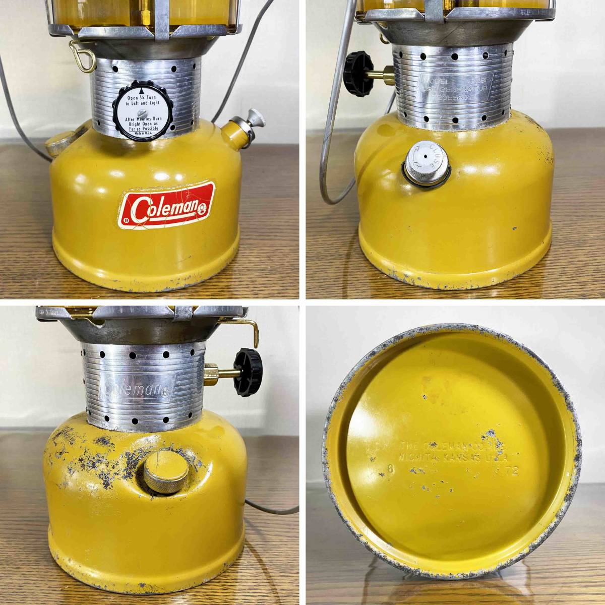 【整備済み】最高峰 希少 コールマン 228F ゴールドボンド 72年6月 付属品多数 ビンテージ ガソリンランタン coleman gold bond 黄色/200A