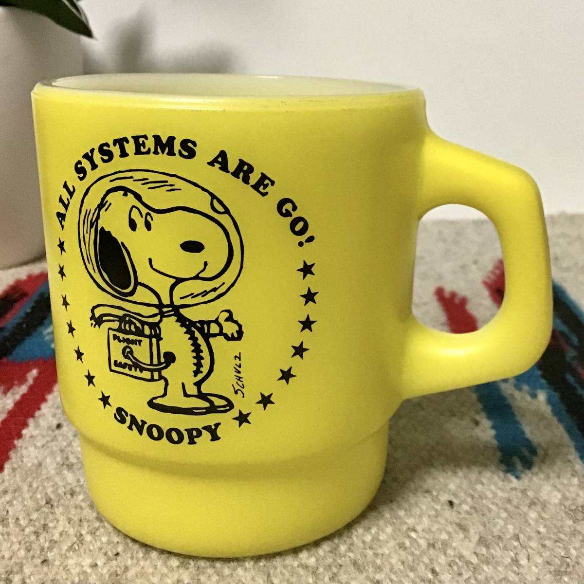 超激レア 60s Fire King x Astronaut Snoopy ビンテージ アストロノーツ スタッキング マグ / Joe Cool for President チャーリーブラウン_画像10