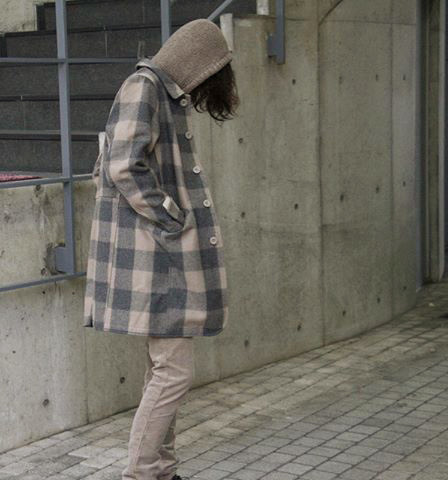 定価8.1万 nonnative TOURIST COAT W/N MELTON BUFFALO CHECK hobo vendor DWELLER 1 チェック柄 ウール メルトン コート ノンネイティブ_画像3