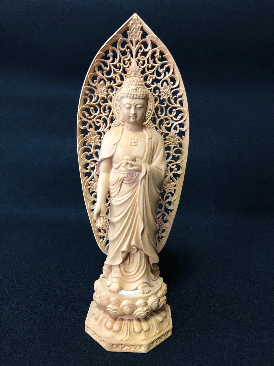 香樟材 井波彫刻 一刀彫り仁王立ち 金剛力士像 台座付き高51cm 仏教