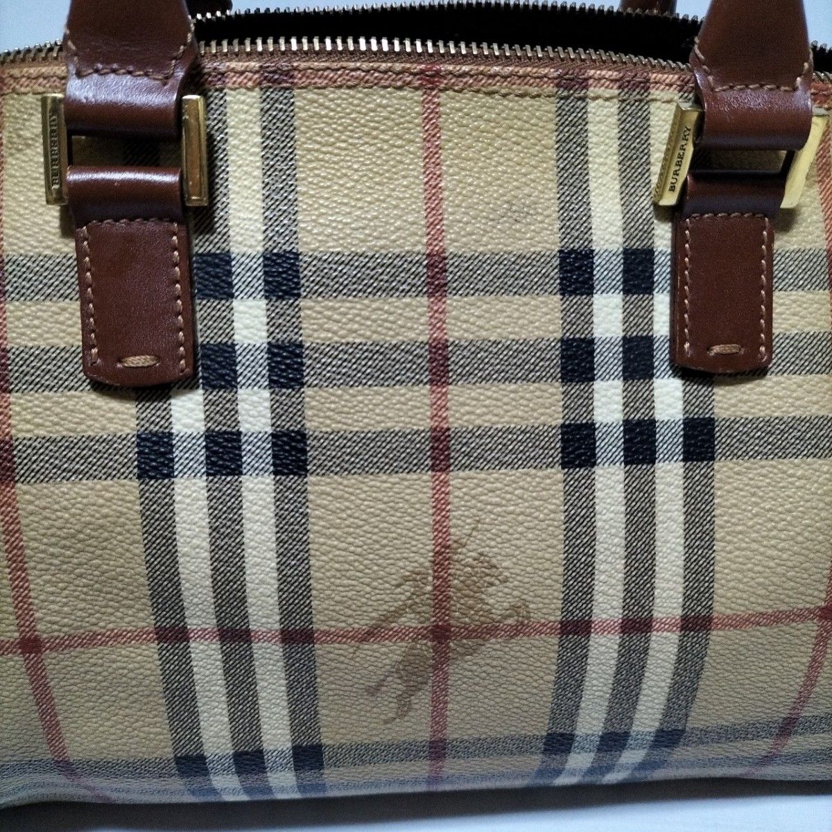 BURBERRYシャドーホース×ノバチェックボストンバッグ バーバリーハンドバッグ