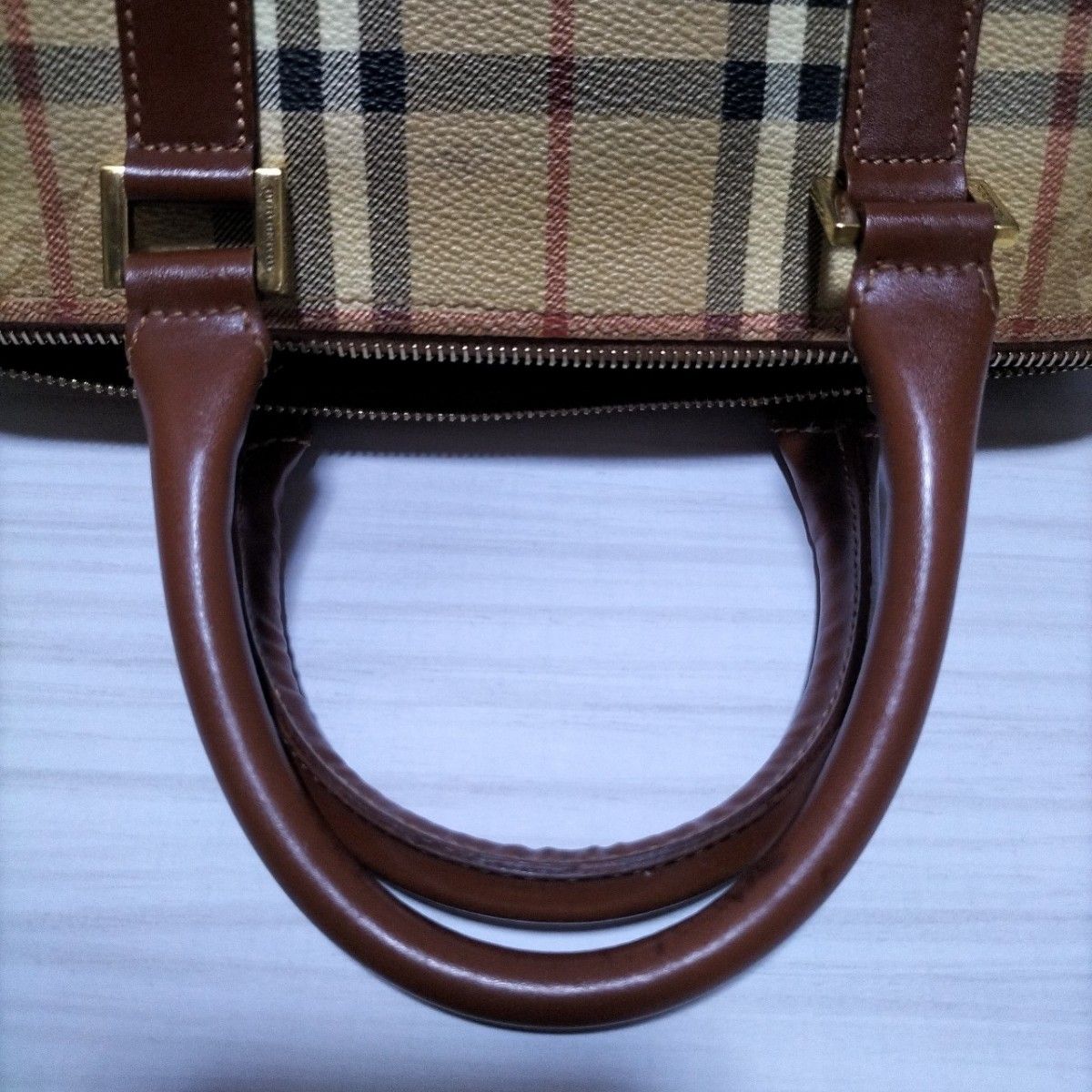 BURBERRYシャドーホース×ノバチェックボストンバッグ バーバリーハンドバッグ